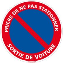 Adzif.biz Le Sticker De Decoration - Panneau Prière de ne Pas Stationner Sortie de Voiture. Disque interdiction de stationner rouge bleu. Autocollant