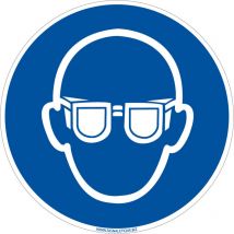 Panneau Obligation Port de Lunettes de Protection - Signalisation epi - Aluminium 2 mm - Diamètre 125 mm - Conforme iso 7010