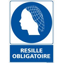 Panneau Résille Obligatoire, Coiffe Charlotte - Signalisation epi - Plastique pvc 1,5 mm - 450 x 630 mm - Conforme iso 7010