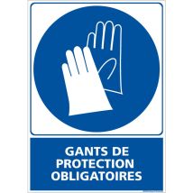 Panneau d'obligation Port de gants de protection obligatoire. Obligation Signalisation epi. Autocollant, pvc, Alu - Adhésif - 75 x 105 mm