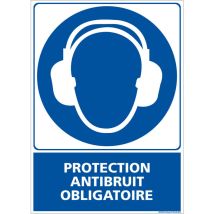 Panneau Obligation Port du Casque Anti-Bruit - Signalisation epi - Aluminium 2 mm - 300 x 420 mm - Conforme iso 7010