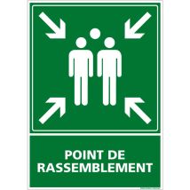 Panneau de signalisation point de rassemblement iso 7010 E007 - Évacuation - Adhésif - 450 x 630 mm