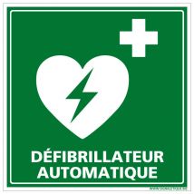 Signaletique.biz France - Panneau de signalisation défibrillateur automatique iso 7010 - Évacuation et secours - Aluminium 2 mm - 125 x 125 mm,
