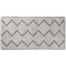 Tapis de bain déco en polycoton blanc 60x120cm