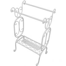Rack de bain en acier blanc antique