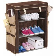 Rack de chaussures de garde-robe en tnt avec 3 étagères et 12 poches latérales Brixo