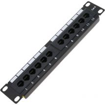 RackMatic - Panneau de brassage 10" pour serveur rack Patch panel 12-Port RJ45 Cat.6 UTP 1U