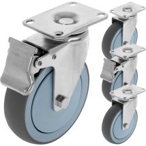 Rackmatic - Roulettes pivotantes 12cm avec frein pour penderie Rack de chargement et de transport Pack 4