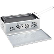 Raclette-Grill Box-Edelweis 7-teilig – Stahl – 4 Rechaudkerzen – 0,657 kg – 20,5 cm x 11,3 cm x 7,5 cm