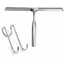 Basetbl - Raclette de Douche Vitre en Acier Inox, Douche Essuie-Glace 26cm avec Crochet sans Perçage , Raclette Pour Salle De Bain,Miroir,Nettoyage