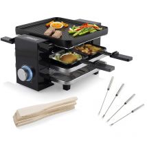 Setpoint - raclette Gerät für 4 Personen, wendbare Grillplatte mit Parkdeck, 4 Gabeln, 700W