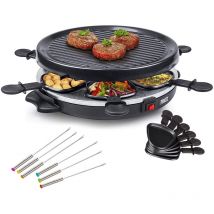 Setpoint - raclette mit Grillplatte & Teppan Gabeln für 6 Personen Tischgrill rund 800 Watt