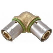 Racor acodado de 90° D.16 de latón para tubo de acero quick plomberie