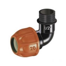 Racor en codo para tubo de 20mm con rosca macho de 1-2'