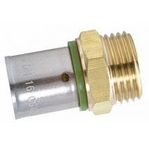 Racor recto de latón para engarzar m 20 x 27 para tubo de acero quick plomberie
