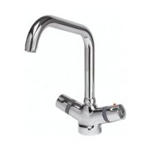 9006 mitigeur de cuisine 23,5 cm, tuyau flexible 3/8 pouces, 1 trou de robinet, limiteur de température thermostatique, chrome brillant - Rada