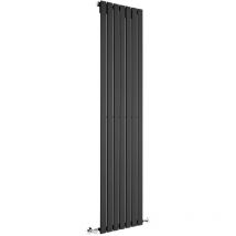 Delta - Radiador de Diseño Vertical con Panel Plano 1780mm x 490mm (Panel Único) en Negro Mate - Hudson Reed
