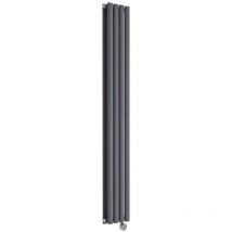 Hudson Reed - Radiador de Diseño Eléctrico Vertical Doble - Antracita - 1600mm x 236mm x 78mm - Revive