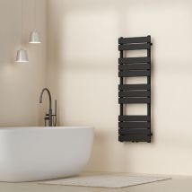 [neu.haus] - Radiador toallero mural Voss 528 w 12 lamas acero 120x40 cm - Negro