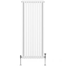 Radiador Tradicional Vertical de 3 columnas 1800mm x 562mm Blanco Acero Montado en pared Kit de fijación y soportes + Cepillo de limpieza GRATIS