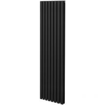 Radiateur à Colonne Ovale 1800mm x 480mm, Chauffage Moderne Vertical à Tube Ovale en Acier au Carbone Noir Mat, Cuisine Salon Salle de Bain [Brosse,