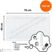 Stelrad - Radiateur Acier H.60 x L.70 cm 942W T21