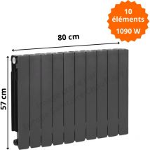 Fluidheat - Radiateur aluminium H.57 cm horizontal adr 500 couleur graphite Éléments 10 éléments