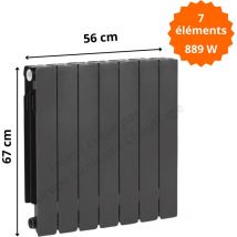 Fluidheat - Radiateur aluminium H.67 cm horizontal adr 600 couleur graphite Éléments 7 éléments