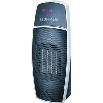 Ovoid - Soufflant céramique - 1500 Watts - Thermostat electronique - Programmation digitalede la température - Gris/noir - Domair