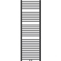 Sèche-Serviettes Sahara Non Électrique - 600 x 1800 mm - Anthracite - Connexion Central - sans Kit de Raccordement - Forme Courbé - avec Kit Montage
