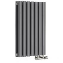 Vitality Caldae – Radiateur Design Horizontal – Raccordement Central – Anthracite – 63.5 x 41.5cm Double Rang - Hudson Reed