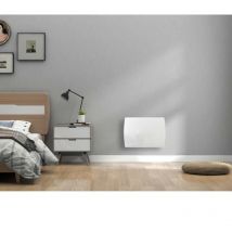 Oceanic - Radiateur électrique fixe a inertie seche céramique 1000W Rubis - Façade verre - Blanc - nf