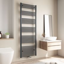 Heilmetz - Sèche-serviette eau chaude 860W Radiateur Salle de Bain Chauffe eau Pour Chauffage Central 180×60cm Anthracite
