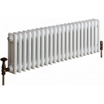 Hudson Reed - Regent Radiatore Termoarredo di Design Orizzontale In Stile Ghisa - Termosifone Con Finitura Bianca - 3 x 22 Colonne - 889W - 300 x