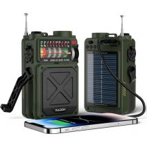 Radio à Ondes Courtes Raddy RE40 Récepteur FM/AM/SW, Radio à manivelle avec Haut-Parleur BT à Piles 4000 mAh, avec Bruit Blanc, SOS, Prise en Charge