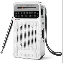 Rapanda - Radio portable am ​​fm, radio à transistor avec haut-parleur puissant, prise casque, radio à piles 2AA pour réception longue portée, radio