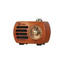Radio Portable Rechargeable R-818 - Bluetooth 5.0, Radio fm, Prise aux - Radio Vintage en Bois de Cerisier Naturel avec Son hd et Basse