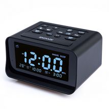 Odipie - Radio-réveil numérique avec double chargeur usb pour chambre à coucher, volume d'alarme et luminosité réglables (noir)