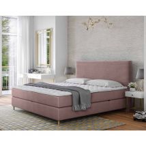 Bestmobilier - Rafaela - lit boxspring - 140x200 - coffres et surmatelas inclus - en velours - rose