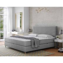 Bestmobilier - Rafaela - lit boxspring - 160x200 - coffres et surmatelas inclus - en velours - gris