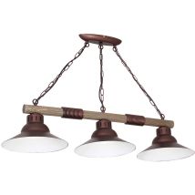 Hängelampe Burgund Weiß – 3x E27 – Metall, Holz – 880mm – Vintage Stil – IP20