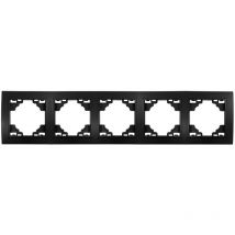 Rahmen 5-Fach für Steckdosen Schalter Unterputz 298x82x8mm horizontal Schwarz Matt