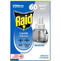 Liquido Elettrico Antizanzare Comuni e Tigre, Ricarica, Inodore, 1 Confezione da 36ml, 60 Notti - Raid