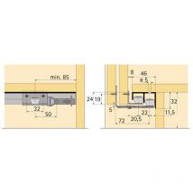 Hettich - Profil de guidage inférieur de porte stb 11 aluminium brillant 6000 mm (Par 4)