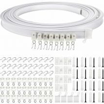 Rail de rideau de plafond flexible Rail de rideau incurvé de 5 m avec rouleaux silencieux Support pliable pour baie de douche, baie vitrée,