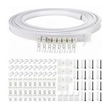 Rail de Rideau Incurvé au Plafond Pliable Support de Rideau de Plafond Flexible Rail Incurvé de Fenêtres Souples pour Tringle à Rideaux avec Crochets