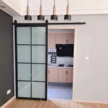 Secury-t - Rail porte coulissante loft/fermière acier noir en applique pour port