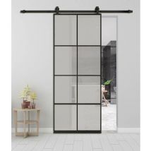 Secury-t - Rail porte coulissante loft/fermière acier noir pour porte en alu ou
