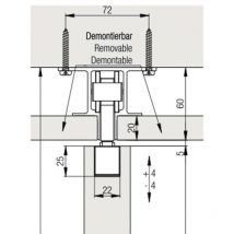Rails de roulement Junior 80 et 100 - pour vantail 80 kg et 100 kg - fixation à encastrer au plafond - 2,50 m Hawa