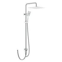 Colonne De Douche Sans Robinetterie, Douche Set Avec Inverseur, Acier Inoxydable Tête De Douche Carrée 30 30 Cm, Pommeau De Douche De 3 Jets, Douche À